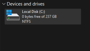 image of no space on laptop here